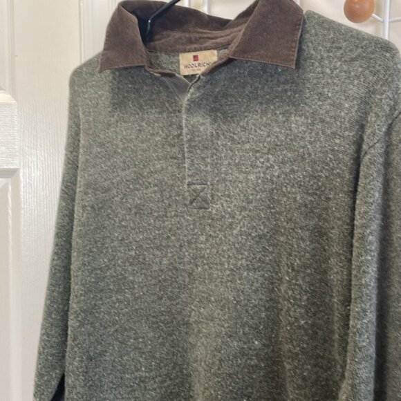 Woolrich - Two Toned Wool Blend Long Sleeve Polo - Green / Brown - Small - Picture 2 of 10